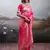 Pink color silk blend zari weaving work saree with blouese