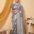 Grey color linen cotton zari woven exclusive saree with blouse