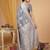 Grey color linen cotton zari woven exclusive saree with blouse