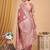 Pink color linen cotton zari woven exclusive saree with blouse