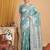 Sea green color linen cotton zari woven exclusive saree with blouse