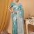Sea green color linen cotton zari woven exclusive saree with blouse