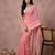 Pink color cotton zari temple border casual saree with blouse
