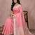 Pink color cotton zari temple border casual saree with blouse