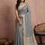 Grey color cotton zari temple border casual saree with blouse