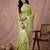 Light green color cotton zari temple border casual saree with blouse