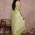 Light green color cotton zari temple border casual saree with blouse