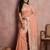 Peach color cotton zari temple border casual saree with blouse