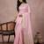Light pink color cotton zari temple border casual saree with blouse