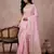 Light pink color cotton zari temple border casual saree with blouse