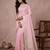 Light pink color cotton zari temple border casual saree with blouse