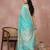 Turquise color cotton zari temple border casual saree with blouse