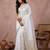 White color cotton zari temple border casual saree with blouse