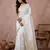 White color cotton zari temple border casual saree with blouse