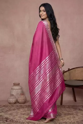 Wine color cotton zari temple border casual saree with blouse