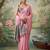 Light pink color solid tissue silk plain saree with blouse