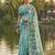 Sea green linen cotton print & embroidered work saree with blouse