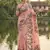 Peach linen cotton print & embroidered work saree with blouse