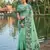Rama green linen cotton print & embroidered work saree with blouse