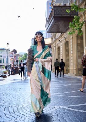 Multi color digital print satin crepe saree | elegant party wear soft satin crepe saree for women 3