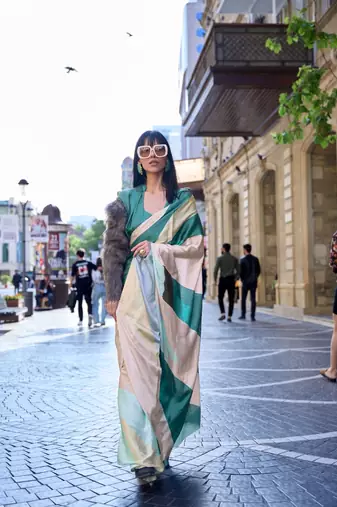 Multi color digital print satin crepe saree | elegant party wear soft satin crepe saree for women