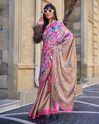 Multi color digital print satin crepe saree | elegant party wear soft satin crepe saree for women 1