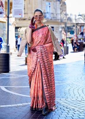 Multi color digital print satin crepe saree | elegant party wear soft satin crepe saree for women 1