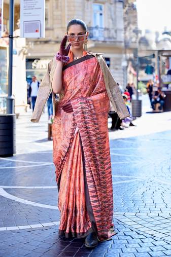 Multi color digital print satin crepe saree | elegant party wear soft satin crepe saree for women