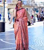 Multi color digital print satin crepe saree | elegant party wear soft satin crepe saree for women