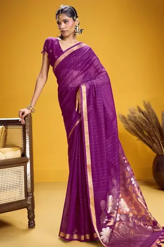 Purple color pure munga silk handloom saree with blouse | traditional handwoven munga silk saree for women