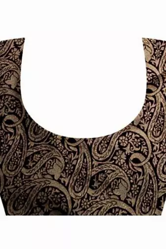 black silk blend banarasi saree with unstitched blouse piece
