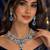 Blue cz indian bridal jewelry set: choker necklace, earrings & maang tikka