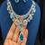 Blue cz indian bridal jewelry set: choker necklace, earrings & maang tikka