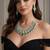 Emerald green cz bridal jewelry set | silver tone wedding necklace