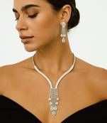 Silver crystal chandelier necklace: bridal wedding statement jewelry