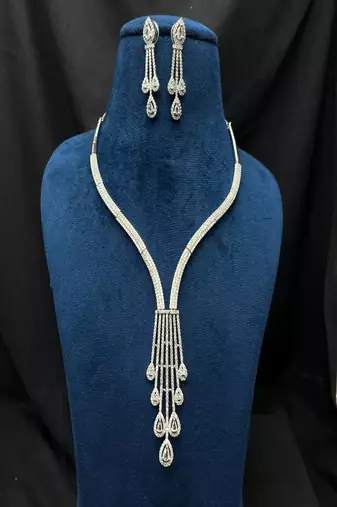 Silver crystal chandelier necklace: bridal wedding statement jewelry