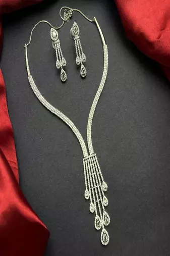 Silver crystal chandelier necklace: bridal wedding statement jewelry