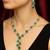 Emerald green floral necklace earring set | silver plated bridal jewelry