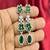 Emerald green floral necklace earring set | silver plated bridal jewelry
