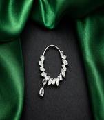 Cz stone silver nose ring nath | indian bridal jewelry