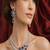 Purple stone bridal jewelry set: silver plated cz necklace and earrings