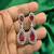 Ruby red teardrop necklace & earrings set – silver cz bridal jewelry