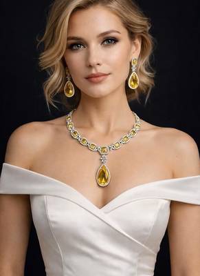 Yellow cz crystal necklace set: indian bridal jewelry 1