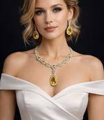 Yellow cz crystal necklace set: indian bridal jewelry