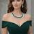 Emerald green cz choker necklace set: sterling silver bridal jewelry