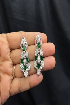 Emerald green cz choker necklace set: sterling silver bridal jewelry 5