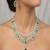 Emerald green bridal jewelry set|silver-plated necklace, earrings, maangtika