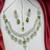Emerald green bridal jewelry set|silver-plated necklace, earrings, maangtika