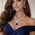 Royal blue sapphire necklace & earrings set|silver cz bridal jewelry