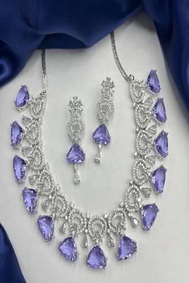 Amethyst cz bridal jewelry set: silver wedding necklace & earrings 4
